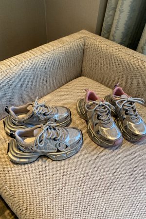 Women's Lightweight Breathable Mesh Lace-Up Dad Shoes - 2025 New Thick-Soled Sports Leisure Footwear for Comfort and Style