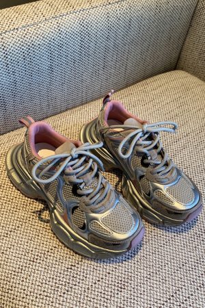 Women's Lightweight Breathable Mesh Lace-Up Dad Shoes - 2025 New Thick-Soled Sports Leisure Footwear for Comfort and Style