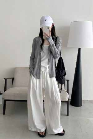 Women's Lightweight Sun Protection Cardigan - Loose Fit Long Sleeve Tencel Acetate Knit Top for Spring & Summer