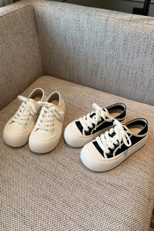 Women's Little White Lace-Up Sneakers - 2025 Trendy Ugly Cute Genuine Leather Casual Shoes with Thick Sole and Height-Increasing Design