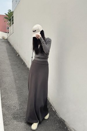 Women's Long High-Waisted A-Line Skirt, Slimming Floor-Length Liquid Ammonia Cotton, Summer Fashion, Elegant Style