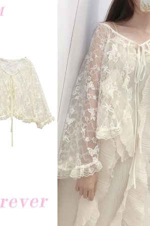 Women's Long Sleeve Sun Protection Shirt Jacket - Summer Knit Lace Cover-Up, Lightweight Shawl Top for Skirts and Dresses