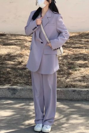 Women's Loose Korean-Style Blazer Suit Set for Autumn 2025, Casual Professional Fashion Wear