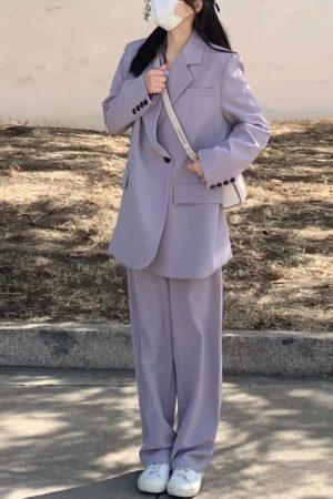 Women's Loose Korean-Style Blazer Suit Set for Autumn 2025, Casual Professional Fashion Wear
