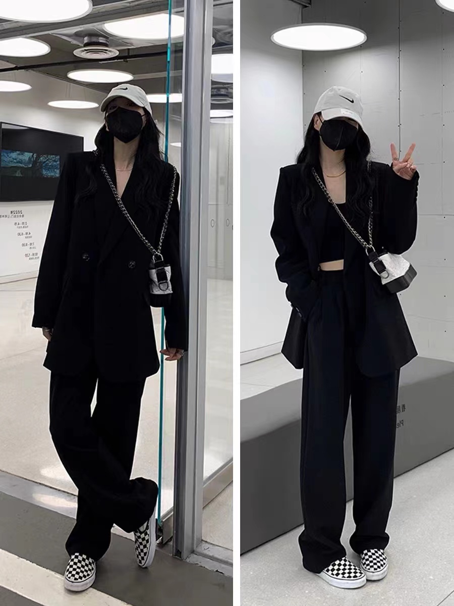 Women's Loose Korean-Style Blazer Suit Set for Autumn 2025, Casual Professional Fashion Wear Women's Loose Korean-Style Blazer Suit Set for Autumn 2025, Casual Professional Fashion Wear