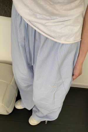 Womenâ€™s Loose Straight Wide-Leg Striped Casual Sports Pants - Summer Dance Jazz Pants in American Work Style