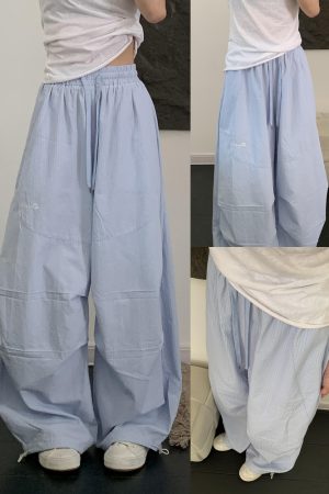 Womenâ€™s Loose Straight Wide-Leg Striped Casual Sports Pants - Summer Dance Jazz Pants in American Work Style