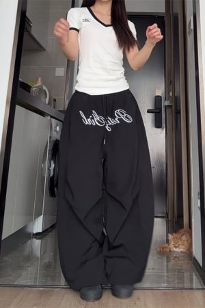 Women's Loose Wide-Leg Casual Pants - Hip-Hop Retro Jazz Dance Trousers for Y2K Style