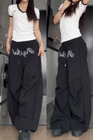 Women's Loose Wide-Leg Casual Pants - Hip-Hop Retro Jazz Dance Trousers for Y2K Style
