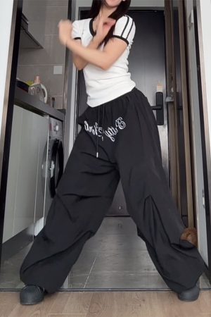 Women's Loose Wide-Leg Casual Pants - Hip-Hop Retro Jazz Dance Trousers for Y2K Style