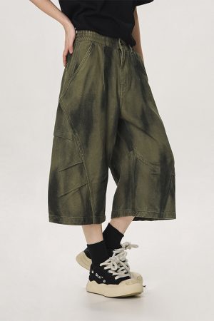 Women's Military Green Loose Straight Wide-Leg Casual Flared Jazz Dance Pants - Comfortable Work Pants for Y2K Style