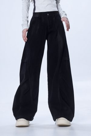 Women's Military Green Loose Straight Wide-Leg Casual Flared Jazz Dance Pants - Comfortable Work Pants for Y2K Style