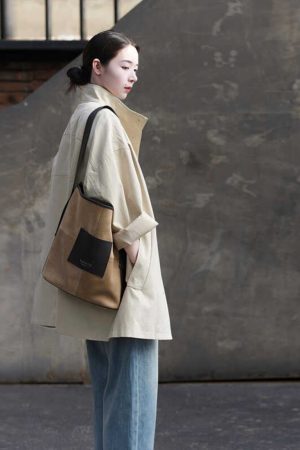Women's Minimalist Casual Trench Coat for Petite - 2025 Spring Autumn Japanese Workwear with Luxe Feel