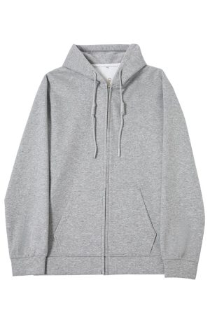 Women's Navy Blue Loose Hooded Sweatshirt, Wine Red Thick Zip-Up Cardigan, Light Gray JK Jacket for Spring & Autumn Fashion