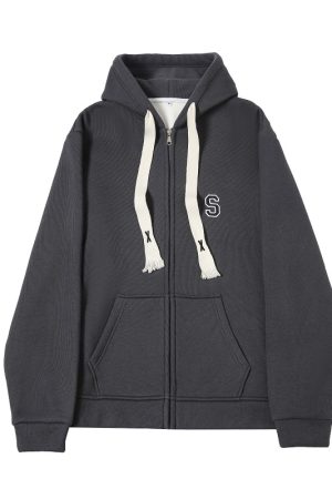 Women's Navy Blue Loose Hooded Sweatshirt, Wine Red Thick Zip-Up Cardigan, Light Gray JK Jacket for Spring & Autumn Fashion