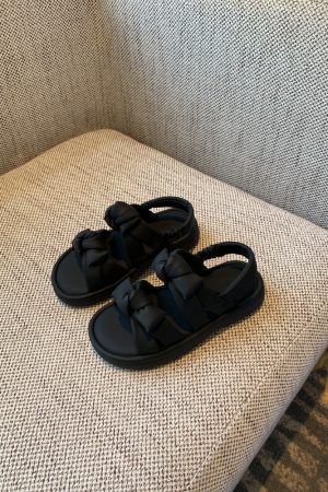 Women's Open-Toe Sandals 2025 Summer Korean Style Sweet Bow Thick-Soled Roman Shoes