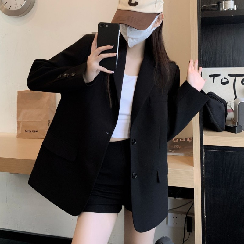 Women's Oversized Black Suit Jacket - Casual High-End Blazer for Petite Sizes, Spring Autumn 2025 Fashion Women's Oversized Black Suit Jacket - Casual High-End Blazer for Petite Sizes, Spring Autumn 2025 Fashion