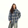 Women's Oversized Plaid Shirt - Retro American Street Style, Loose Fit Checkered Top for Autumn Fashion