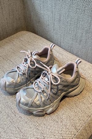 Women's Paris Lace-Up Thick-Soled Dad Shoes - Spring 2025 Casual Round Toe Sneakers, Y2K Trendy Sports Footwear