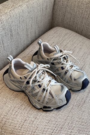 Women's Paris Lace-Up Thick-Soled Dad Shoes - Spring 2025 Casual Round Toe Sneakers, Y2K Trendy Sports Footwear