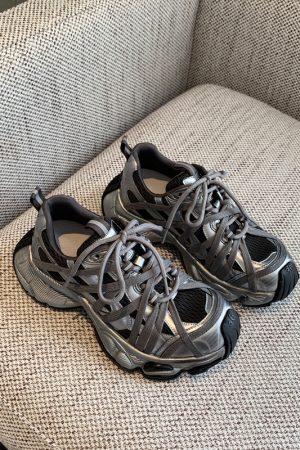 Women's Paris Lace-Up Thick-Soled Dad Shoes - Spring 2025 Casual Round Toe Sneakers, Y2K Trendy Sports Footwear