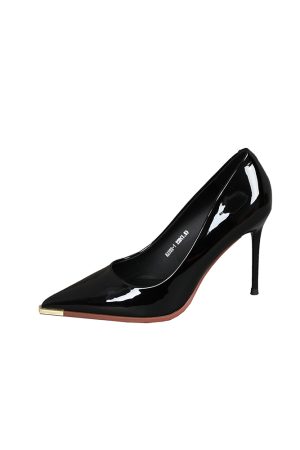 Women's Patent Leather High Heels - Spring 2025 Trendy Slim Heel Pointed Toe Flats - Professional Sexy Style in Black