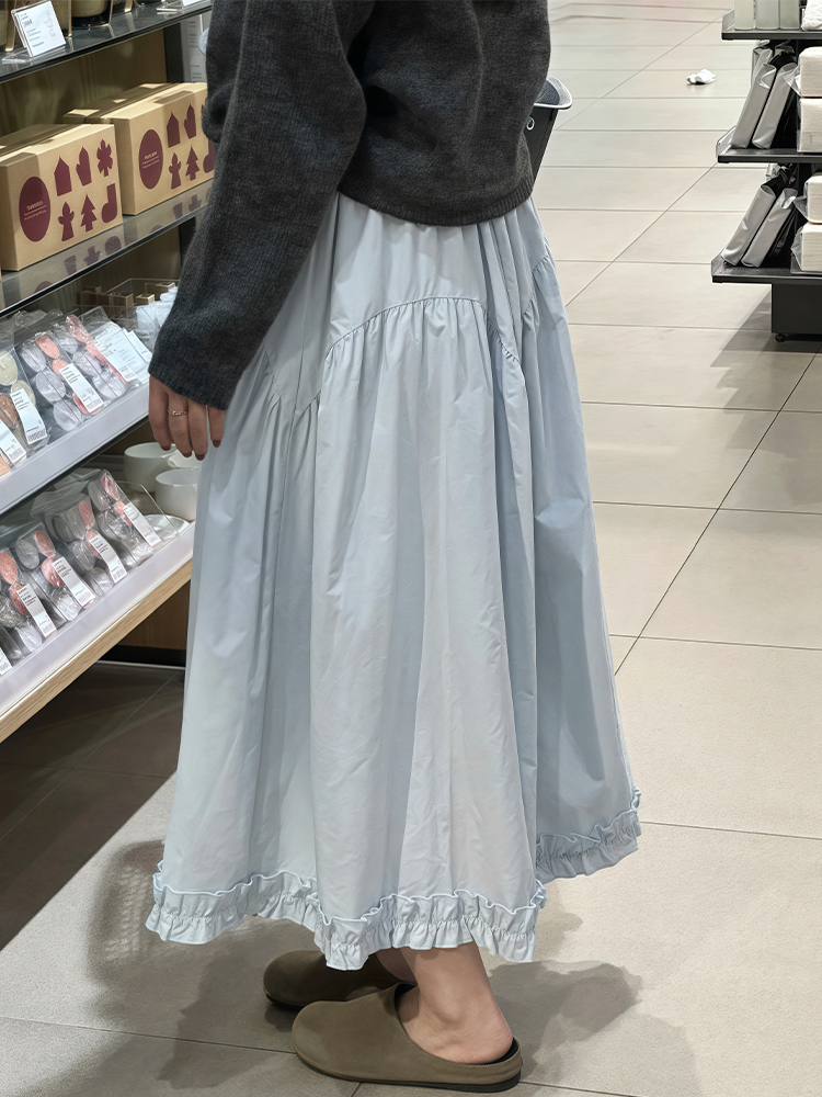 Women's Plus Size Light Blue Lace A-Line Midi Skirt, Slimming Design for Pear-Shaped Body, Trendy 2025 Style Women's Plus Size Light Blue Lace A-Line Midi Skirt, Slimming Design for Pear-Shaped Body, Trendy 2025 Style