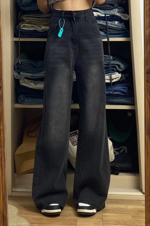 Women's Plus Size Loose Straight Leg Jeans for Short Girls - 2025 BF Style Lazy Slim Wide Leg Pants for Y2K Fashion