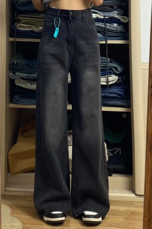 Women's Plus Size Loose Straight Leg Jeans for Short Girls - 2025 BF Style Lazy Slim Wide Leg Pants for Y2K Fashion