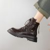 Women's Retro British Style Lace-Up Ankle Boots in Genuine Leather - Thick-Soled Martin Boots for Autumn and Winter Fashion