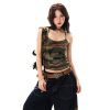 Womenâ€™s Retro Camouflage Studded Camisole - Sexy Slim-Fit Summer Top in American Style, Y2K Fashion