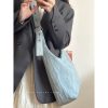 Women's Retro Denim Canvas Tote Bag - Large Capacity Commuting Shoulder & Crossbody Bag for Everyday Versatility