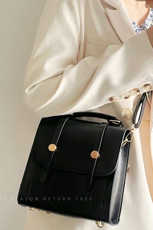 Women's Retro Double Shoulder Bag - British American Style Buckle Crossbody for Students and Commuting - 2024 Fashion