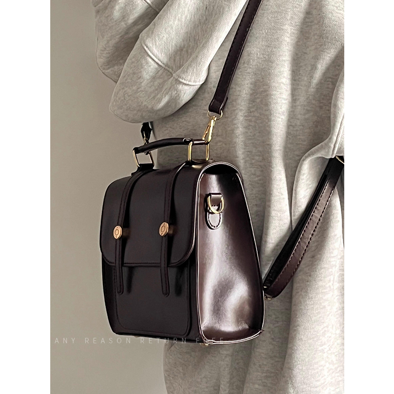 Women's Retro Double Shoulder Bag - British American Style Buckle Crossbody for Students and Commuting - 2024 Fashion Women's Retro Double Shoulder Bag - British American Style Buckle Crossbody for Students and Commuting - 2024 Fashion