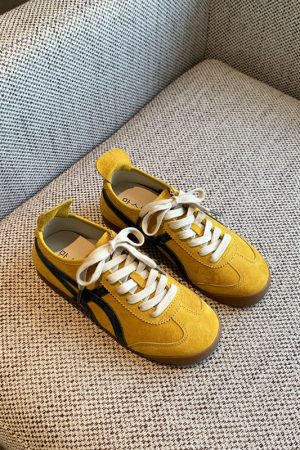 Women's Retro Lace-Up Sneakers in Cloud Yellow - 2025 Casual Sports Shoes for Versatile Style, Y2K Inspired Fashion
