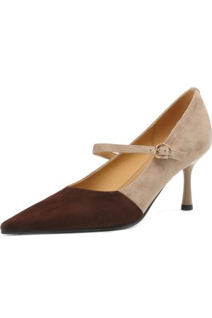 Women's Retro Patchwork High Heels - Italian-Style Soft-Soled Comfort Shoes with 7 cm Shallow Mouth Design