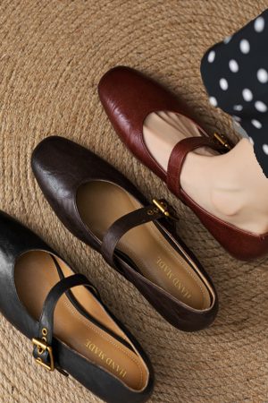 Women's Retro Round Toe Mary Jane Shoes - Sheepskin Flat Platform, Summer Style, Large Size 41-43, Vintage Inspired