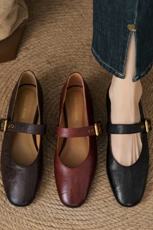 Women's Retro Round Toe Mary Jane Shoes - Sheepskin Flat Platform, Summer Style, Large Size 41-43, Vintage Inspired