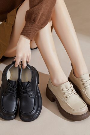 Women's Retro Thick-Soled Italian-Style Shoes, 6.5 cm, Fashionable & Versatile Soft Bottom Footwear for Everyday Wear
