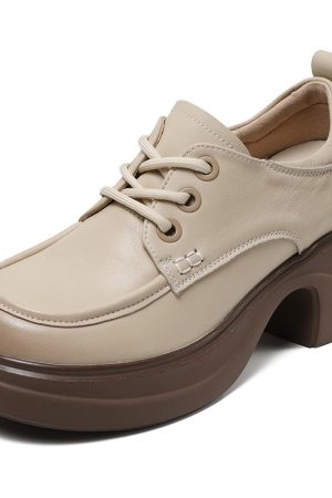 Women's Retro Thick-Soled Italian-Style Shoes, 6.5 cm, Fashionable & Versatile Soft Bottom Footwear for Everyday Wear