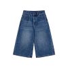 Women's Retro Wash Denim Shorts - Summer 2025 Petite Loose Straight Wide-Leg Style