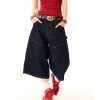 Women's Retro Wide-Leg Denim Shorts - Deconstructed American Style with Embroidered Bright Lines - Versatile Loose Fit