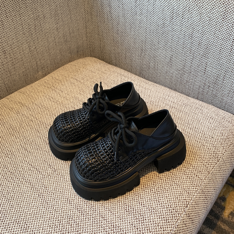 Women's Retro Woven Hollow Loafers - 2025 Summer Slip-On Thick-Soled Leather Shoes, Breathable Comfort, Stylish Casual Footwear Women's Retro Woven Hollow Loafers - 2025 Summer Slip-On Thick-Soled Leather Shoes, Breathable Comfort, Stylish Casual Footwear