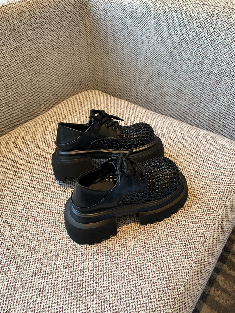 Women's Retro Woven Hollow Loafers - 2025 Summer Slip-On Thick-Soled Leather Shoes, Breathable Comfort, Stylish Casual Footwear Women's Retro Woven Hollow Loafers - 2025 Summer Slip-On Thick-Soled Leather Shoes, Breathable Comfort, Stylish Casual Footwear