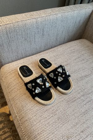 Women's Rhinestone Fisherman Sandals - Flat Woven One-Strap Slippers for Summer 2025 Outdoor Trend, Stylish and Comfortable