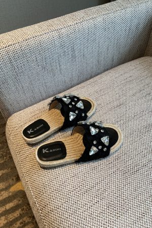 Women's Rhinestone Fisherman Sandals - Flat Woven One-Strap Slippers for Summer 2025 Outdoor Trend, Stylish and Comfortable