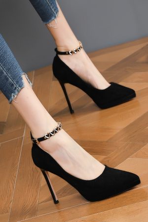 Women's Rhinestone One-Strap Stiletto Heels - 10CM Platform Pointed Toe Flats, Trendy 2025 Style