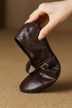 Women's Round-Toe Flat Mary Jane Shoes - Soft Sole Summer 2025 Egg Roll Style