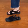 Women's Sanded Sheepskin Thong Flat Square-Toe Sandals - Versatile Open-Toe Roman Style for Summer 2025