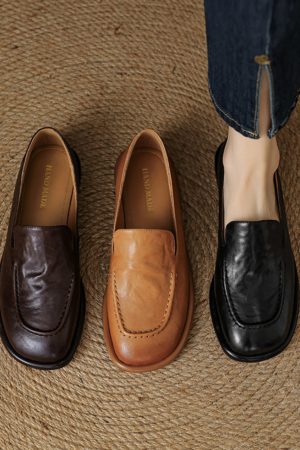 Women's Sheepskin Melard Flat Loafers - Stylish Spring/Summer 2025 Leather Shoes, Sizes 41-43, Perfect for Casual Outings